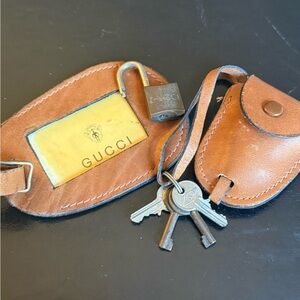 Vintage Gucci luggage tag and lock/key